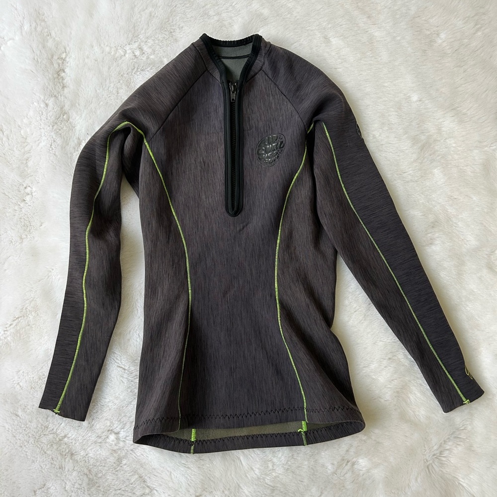 Rip Curl Women's Charcoal Neoprene Top with Lime Accents